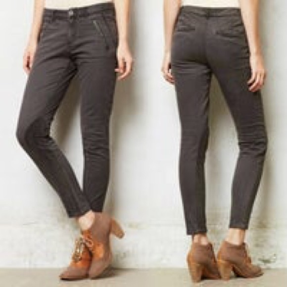 Anthropologie Pants - Anthro PILCRO Gray Velvet Moto Slacks sz 6